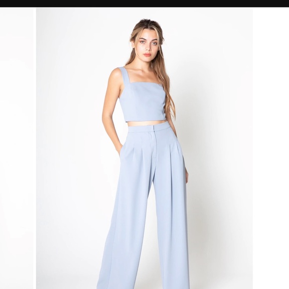 Rachel Zoe 100% Silk Light Blue Wide Leg Pants - Picture 2 of 16